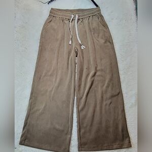 Kiczoy Women's Corduroy High Rise Wide Leg Elastic Waist Pants Size Large